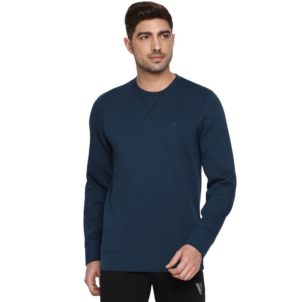 Van Heusen Men's Athleisure Ultra Soft Cotton Blend Regular Fit Sweatshirt - Crew Neck, Long Sleeve_60076_Teal_Medium
