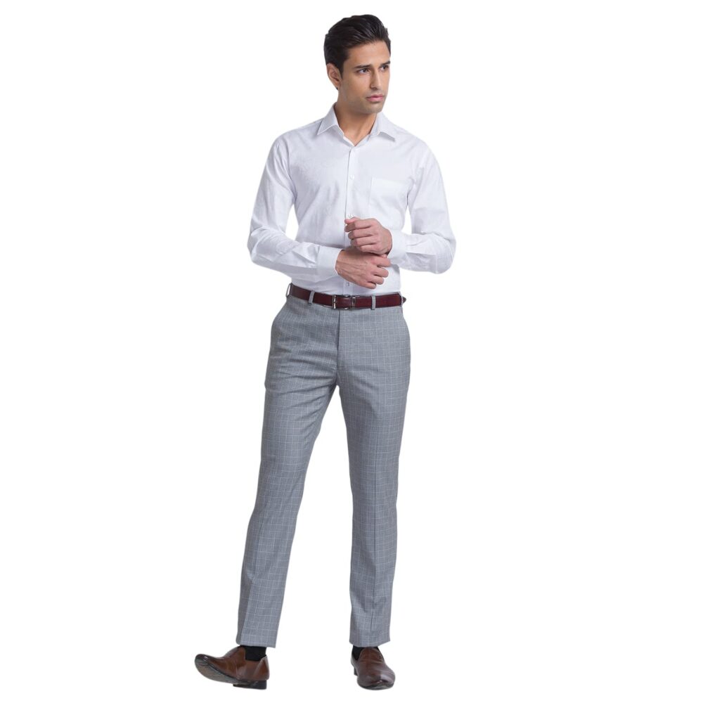 Raymond Men's Flat Front Contemporary Fit Dark Grey Formal Trouser - Image 4