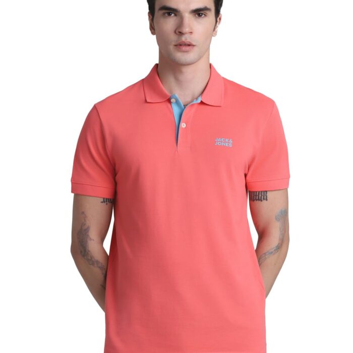 JACK & JONES Mens Pink Slim Fit Polo