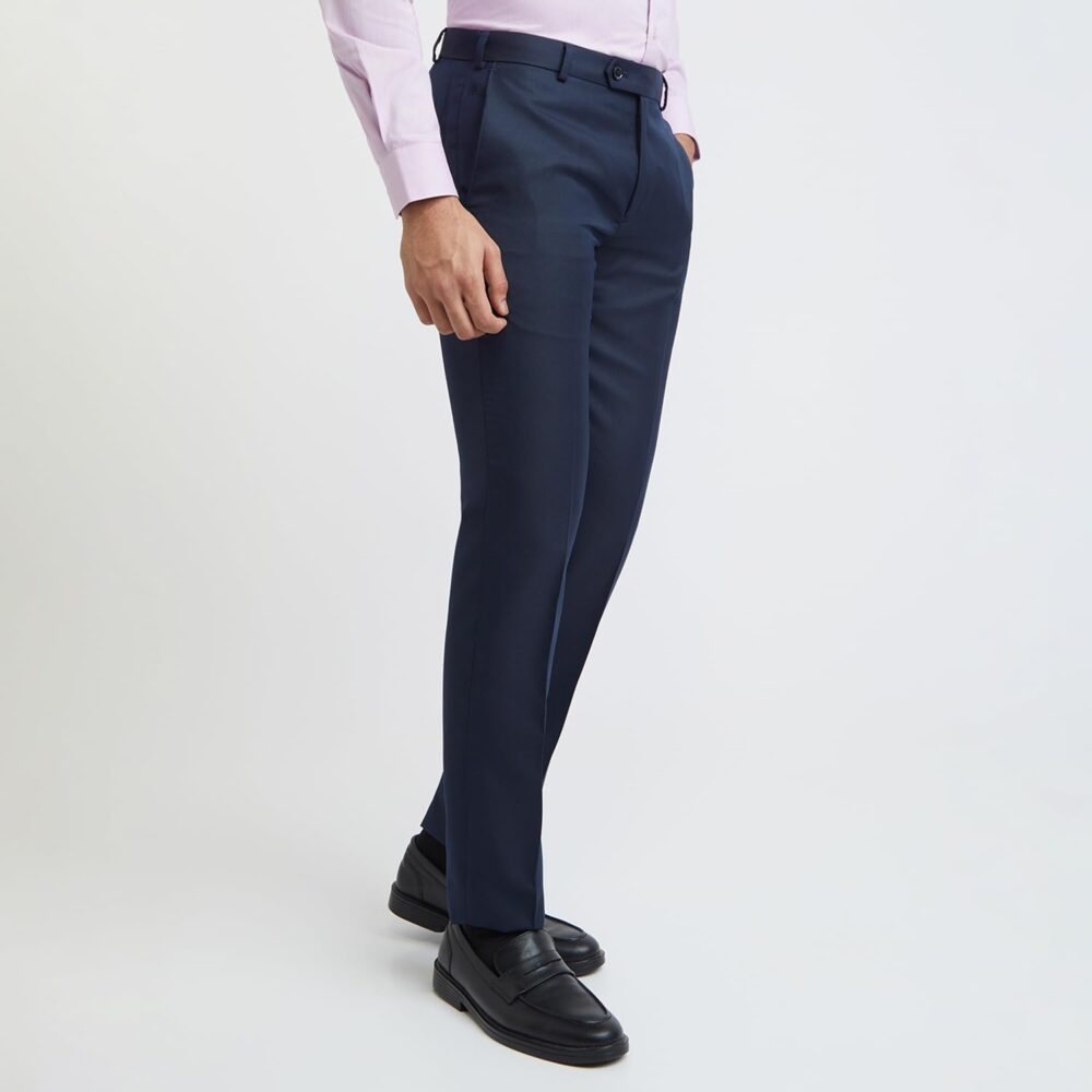 Raymond Men's Slim Fit Polyviscose Blend Flat Front Structure Pattern Dark Blue Formal Trouser (Size: 34)-RMTS04735-B8 - Image 7