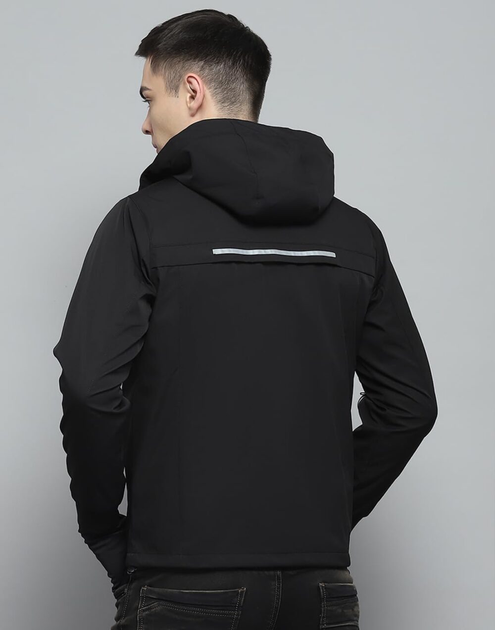 Monte Carlo Mens Solid Black Detachable Hood Full Sleeve Jacket - Image 5