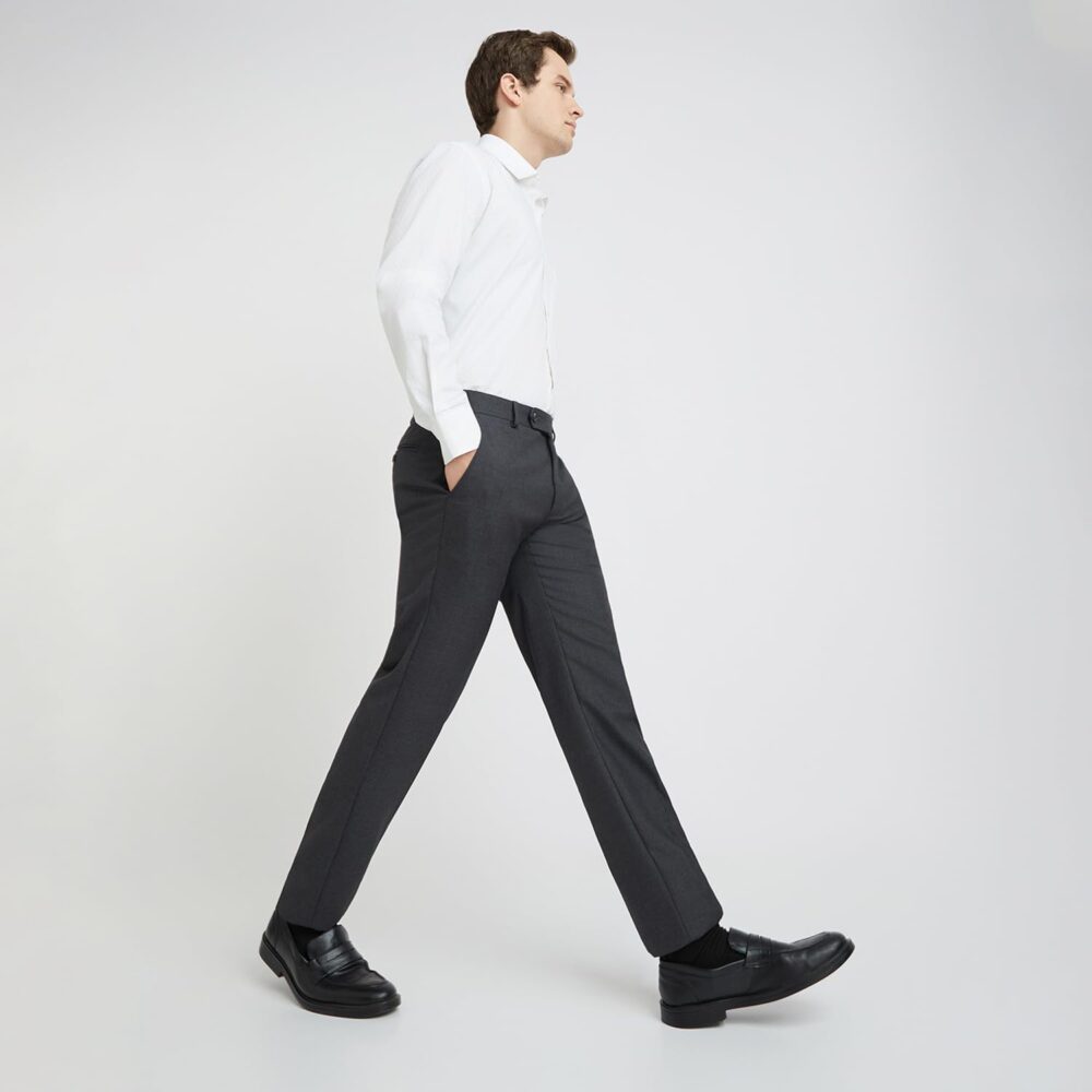 Raymond Men's Slim Fit Solid Pattern Poly Viscose Blend Flat Front Formal Mid Rise Trouser (Size: 32)-RMTS04720-G8 Dark Grey - Image 4
