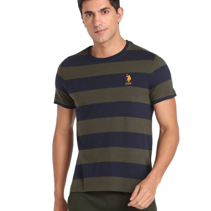 U.S. POLO ASSN. Men's Regular Fit T-Shirt (I688-179-ST-L_Olive/Navy_L_Olive, Navy_L)