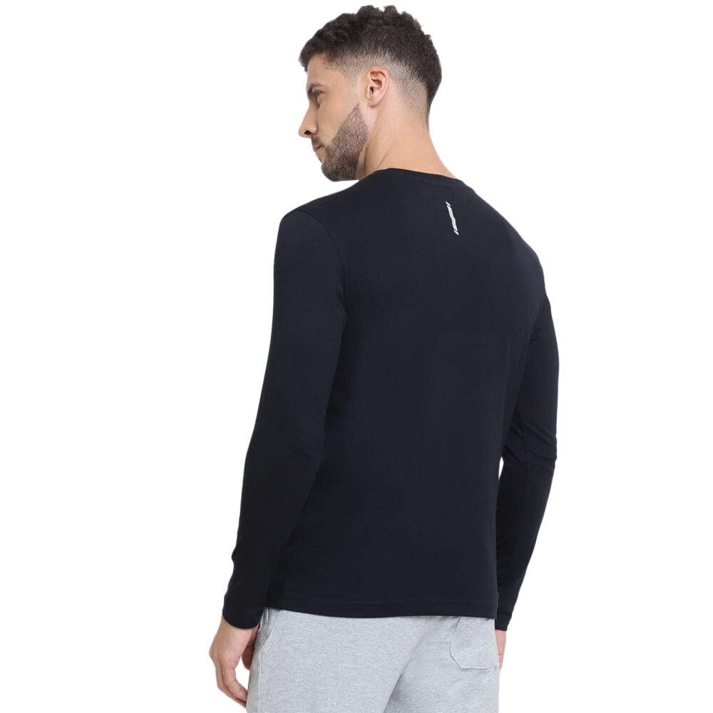 Van Heusen Cotton Men's Athleisure Crew Neck Regular Fit T-Shirt - Long Sleeve, Printed_60095_Black_M - Image 8