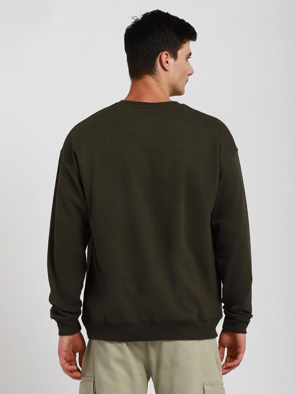 Dennis Lingo Olive Solid Mock Neck Sweatshirt (DLMSSW23050_OL_L) - Image 5
