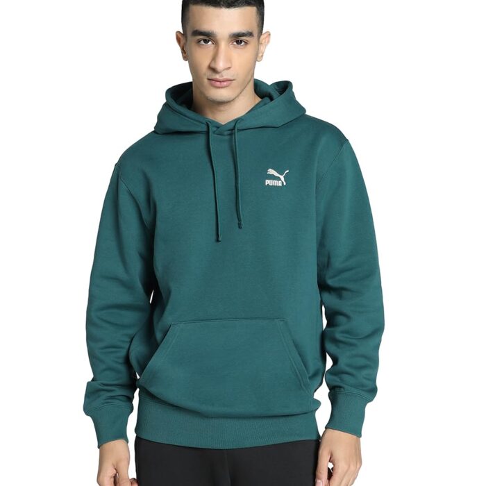Puma Men's Cotton Hooded Neck Regular Sweatshirt (535596_Cold Green),Small