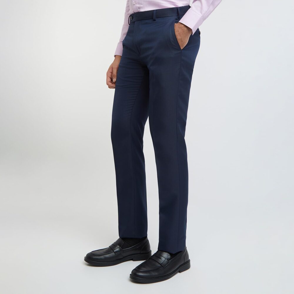 Raymond Men's Slim Fit Polyviscose Blend Flat Front Structure Pattern Dark Blue Formal Trouser (Size: 34)-RMTS04735-B8 - Image 6