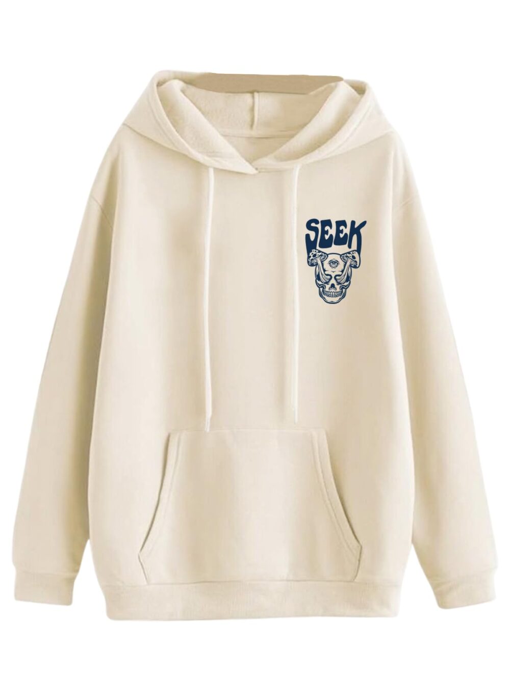 Veirdo® Cotton Polly Fleece Oversized Fit Off White Graphic Hoodie for Men (VH0423MMPT67_XXL) - Image 7