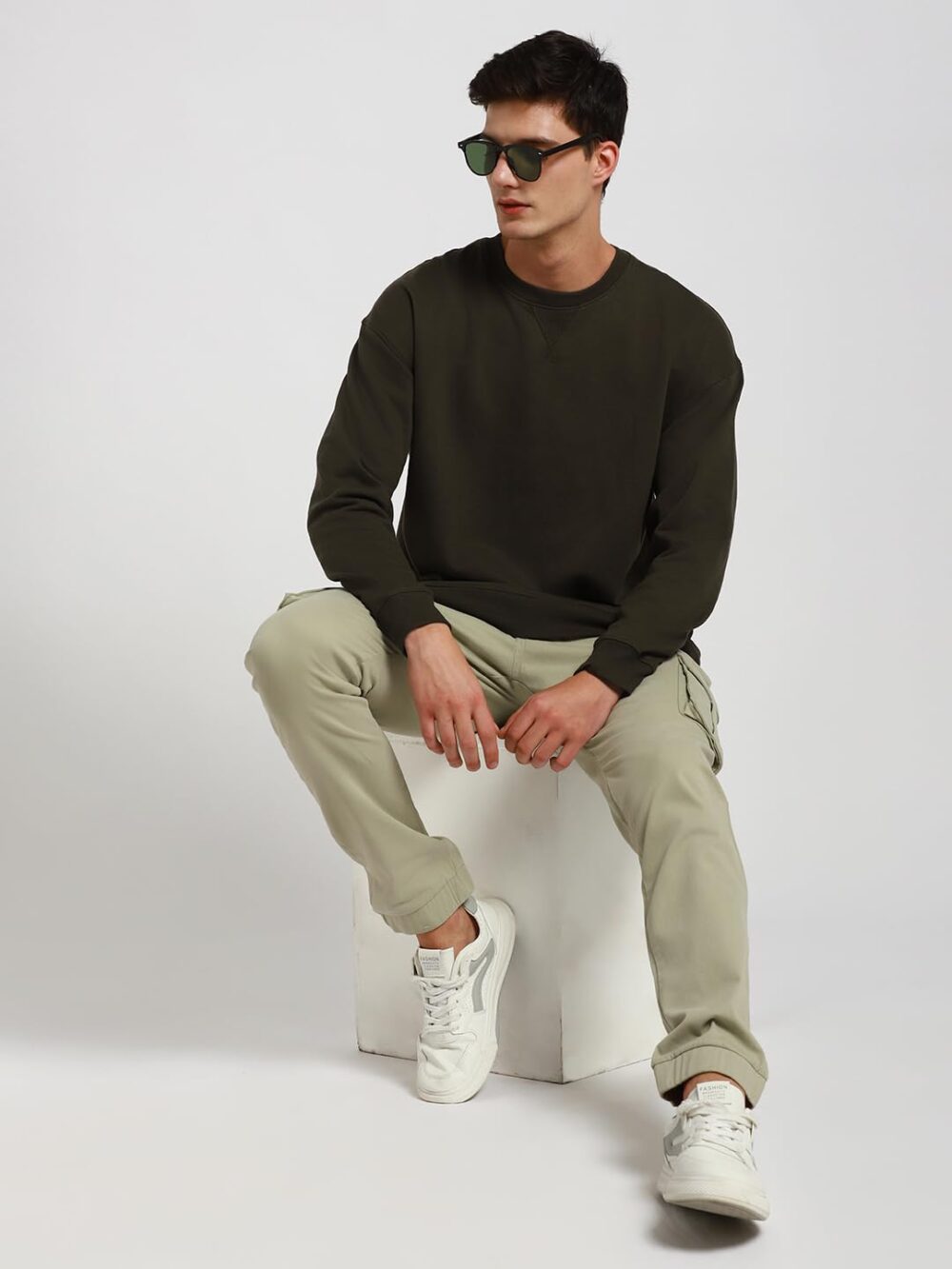 Dennis Lingo Olive Solid Mock Neck Sweatshirt (DLMSSW23050_OL_L) - Image 2