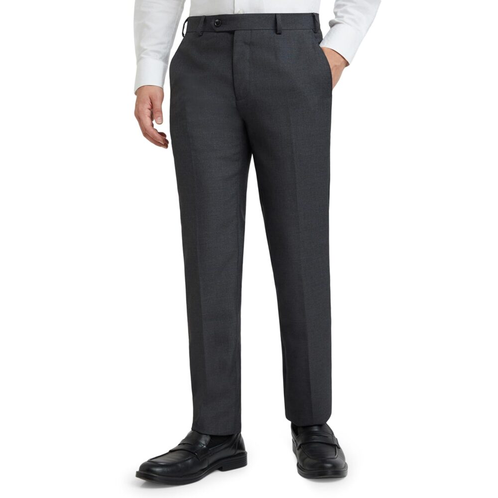 Raymond Men's Slim Fit Solid Pattern Poly Viscose Blend Flat Front Formal Mid Rise Trouser (Size: 32)-RMTS04720-G8 Dark Grey