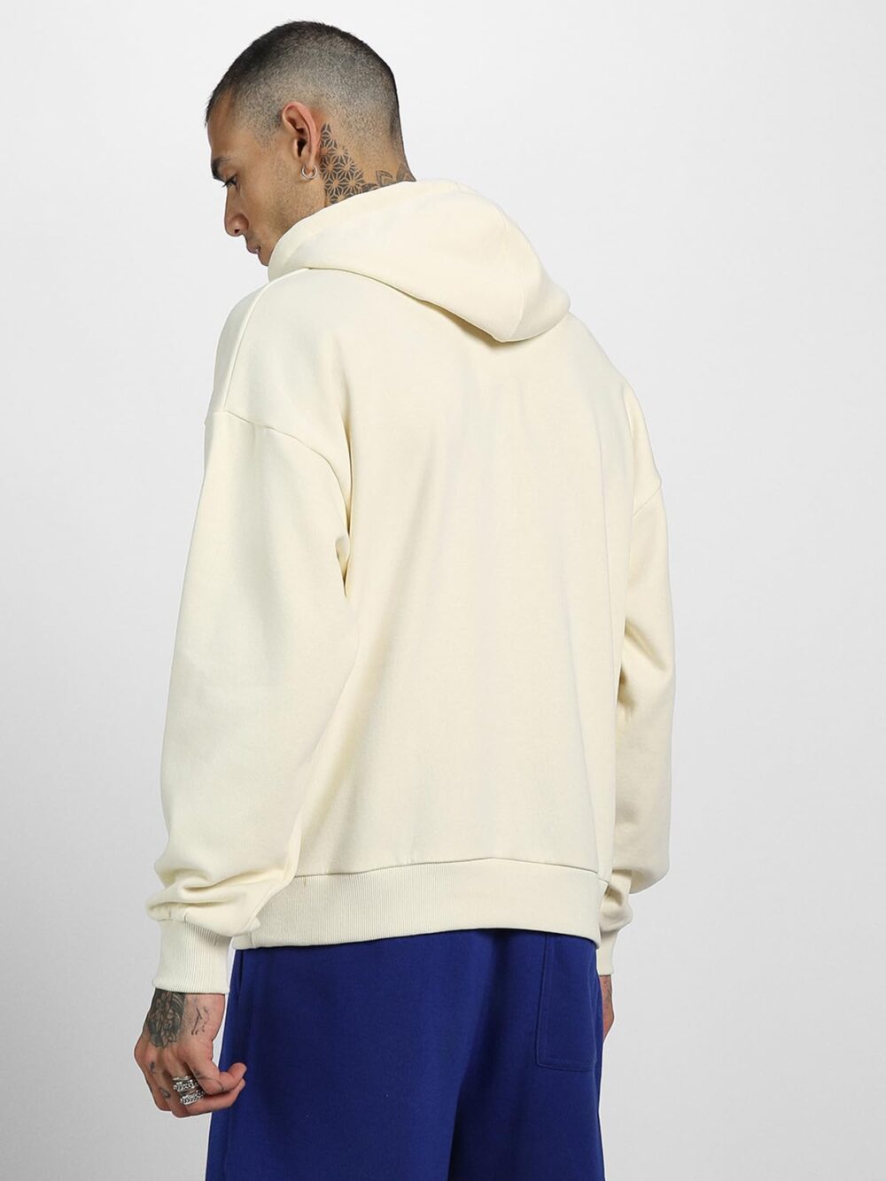Veirdo® Cotton Polly Fleece Oversized Fit Off White Graphic Hoodie for Men (VH0423MMPT67_XXL) - Image 5