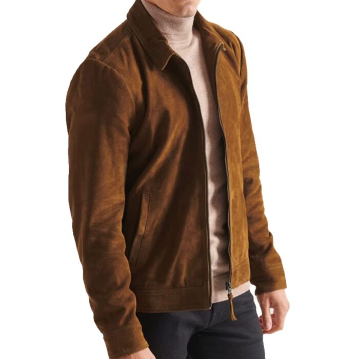 LEATHER JACKET FOR MEN SUEDE (IN, Alpha, L, TAN)