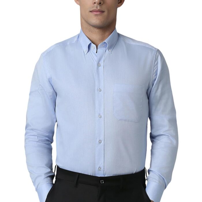 Louis Philippe Men's Cotton Solid Regular Fit Shirt (Lpsfmclpn50819_Medium Blue,42