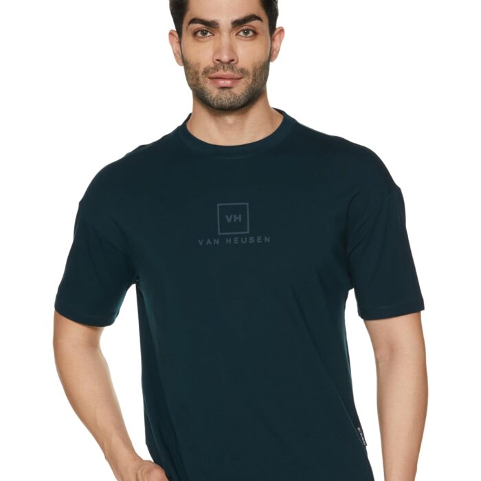Van Heusen Men's Modern Fit T-Shirt (VDKCEDSF533140_Teal