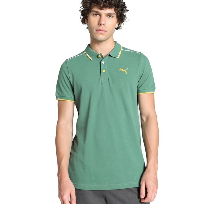 Puma Men's Cotton Letter Print Regular Fit T-Shirt (67040925_Deep Forest L)
