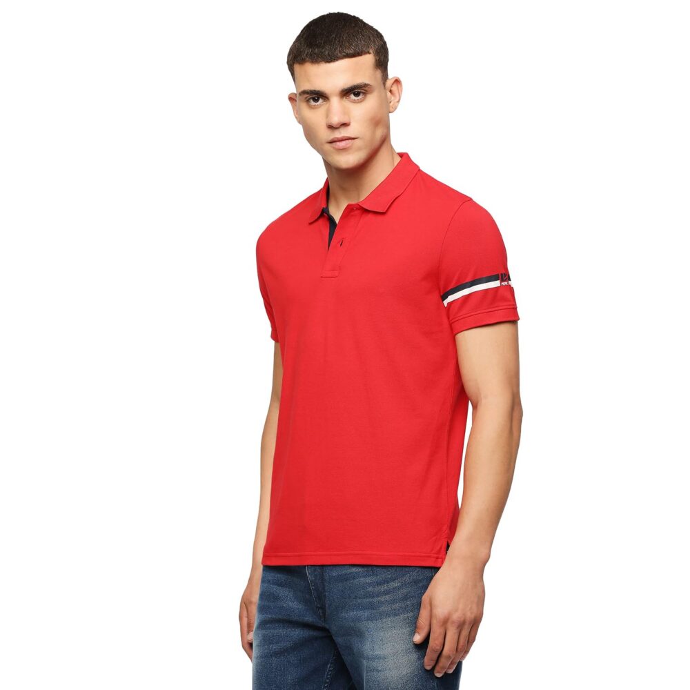 Pepe Jeans Men's Solid Regular Fit T-Shirt (PM542133_Classic Red - Image 5