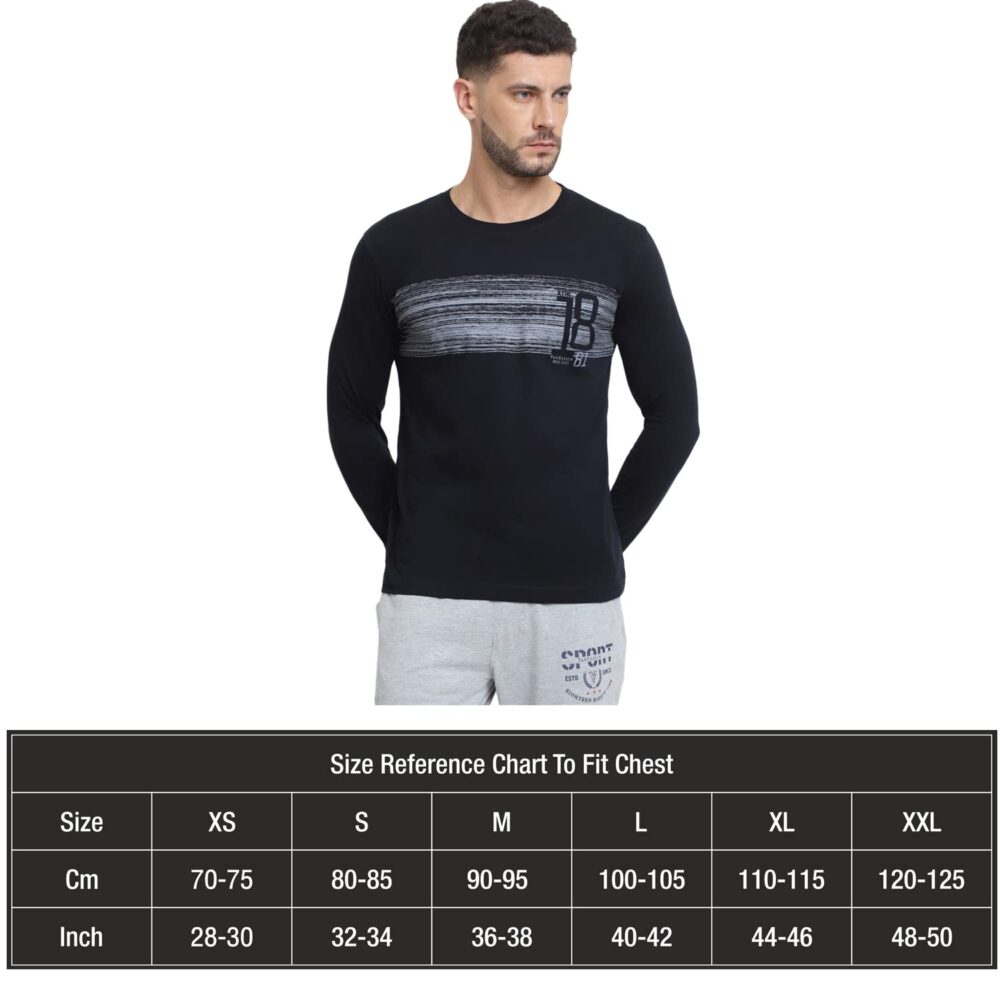 Van Heusen Cotton Men's Athleisure Crew Neck Regular Fit T-Shirt - Long Sleeve, Printed_60095_Black_M - Image 2