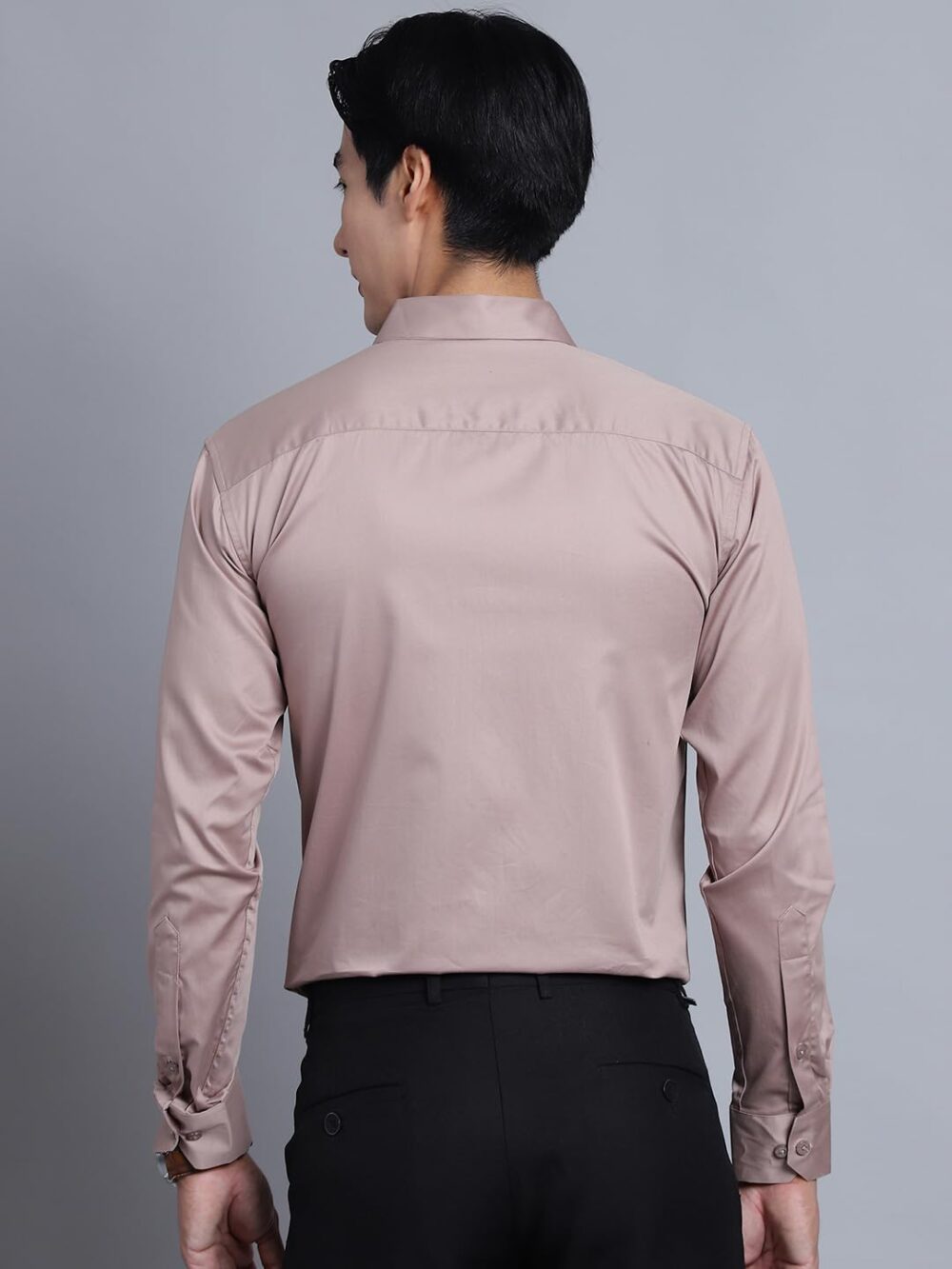 Majestic Man Slim Fit Satin Cotton Formal Shirt for Men (Medium, Pastel Clay), Multicolor - Image 3