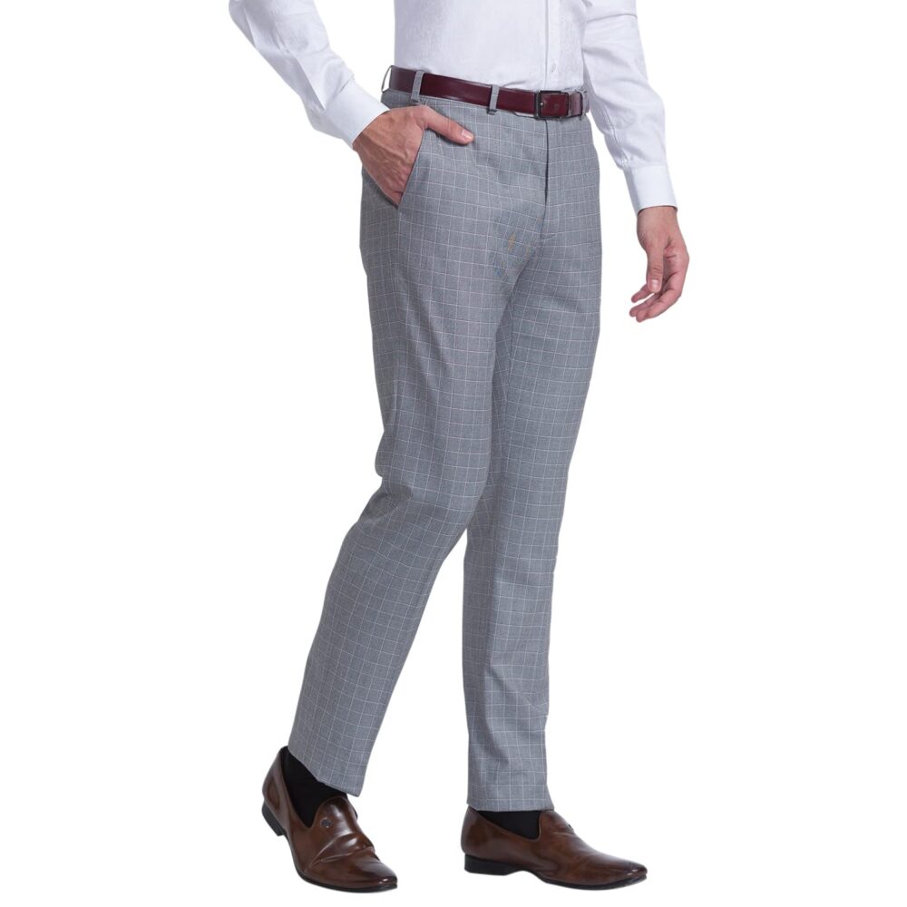 Raymond Men's Flat Front Contemporary Fit Dark Grey Formal Trouser - Image 7