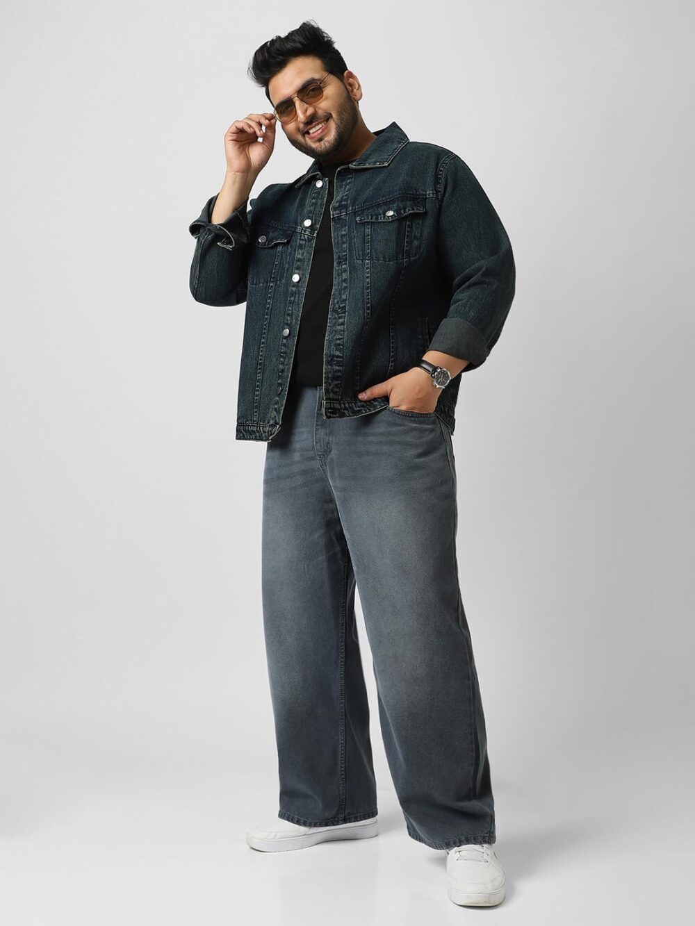 Urbano Plus Men's Dark Blue Regular Fit Washed Full Sleeve Denim Jacket (plusjaktp-denimvint-dblue-4xl) - Image 3