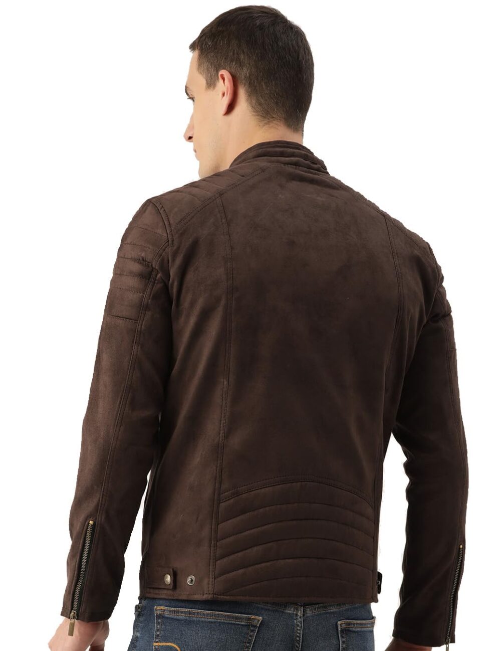 Leather Retail Coffee-Colored Suede Standard Length Jacket For Men's (X_Large) - Image 7