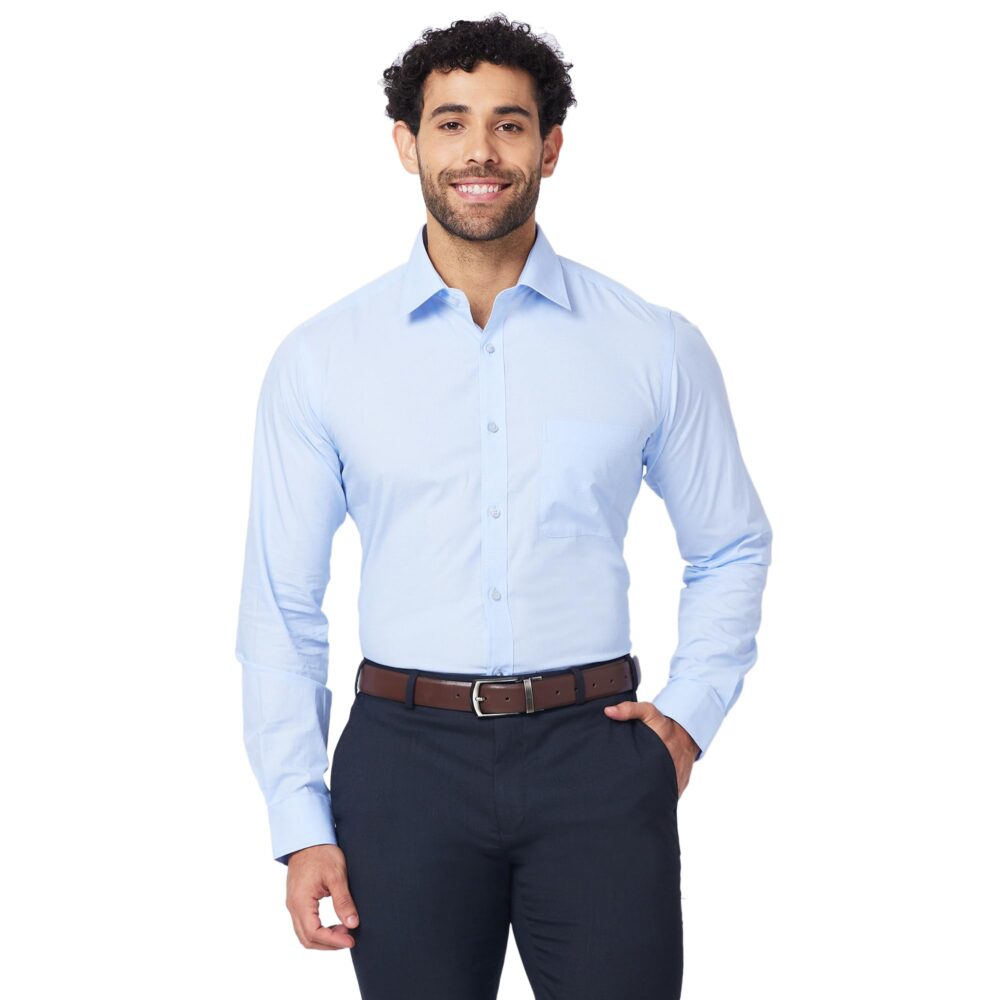 Raymond Men's Slim Fit Pure Cotton Structure Pattern Semi Cutaway Collar Full Sleeve Formal Shirt (Size: 39)-RMSX12860-B2 Light Blue