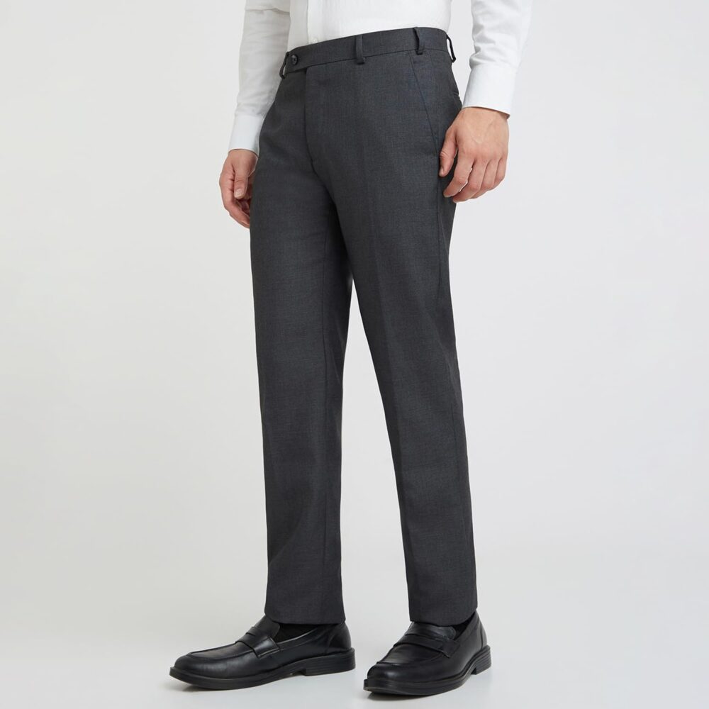 Raymond Men's Slim Fit Solid Pattern Poly Viscose Blend Flat Front Formal Mid Rise Trouser (Size: 32)-RMTS04720-G8 Dark Grey - Image 6