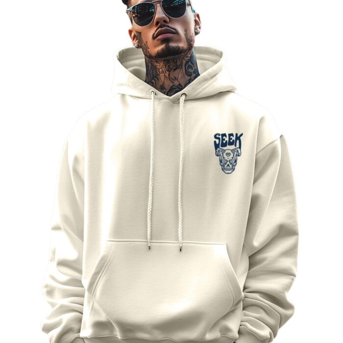 Veirdo® Cotton Polly Fleece Oversized Fit Off White Graphic Hoodie for Men (VH0423MMPT67_XXL)