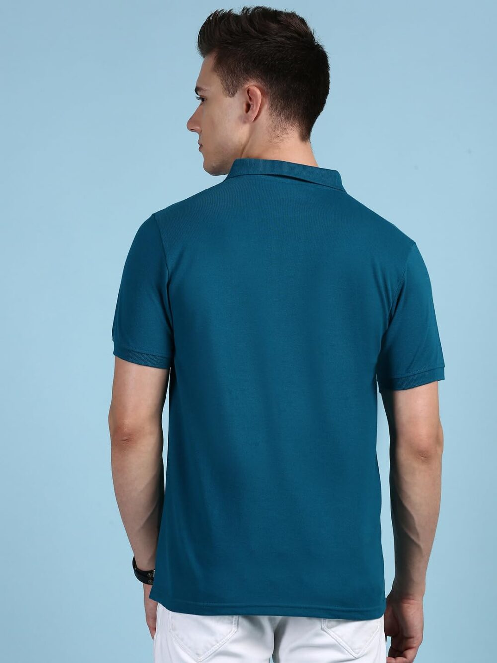 Lux Cozi Men's Half Sleeve Soild Casual T-Shirt with Chest Pocket_COZI_2122_EMRAD_2XL_1PC Emerald - Image 5
