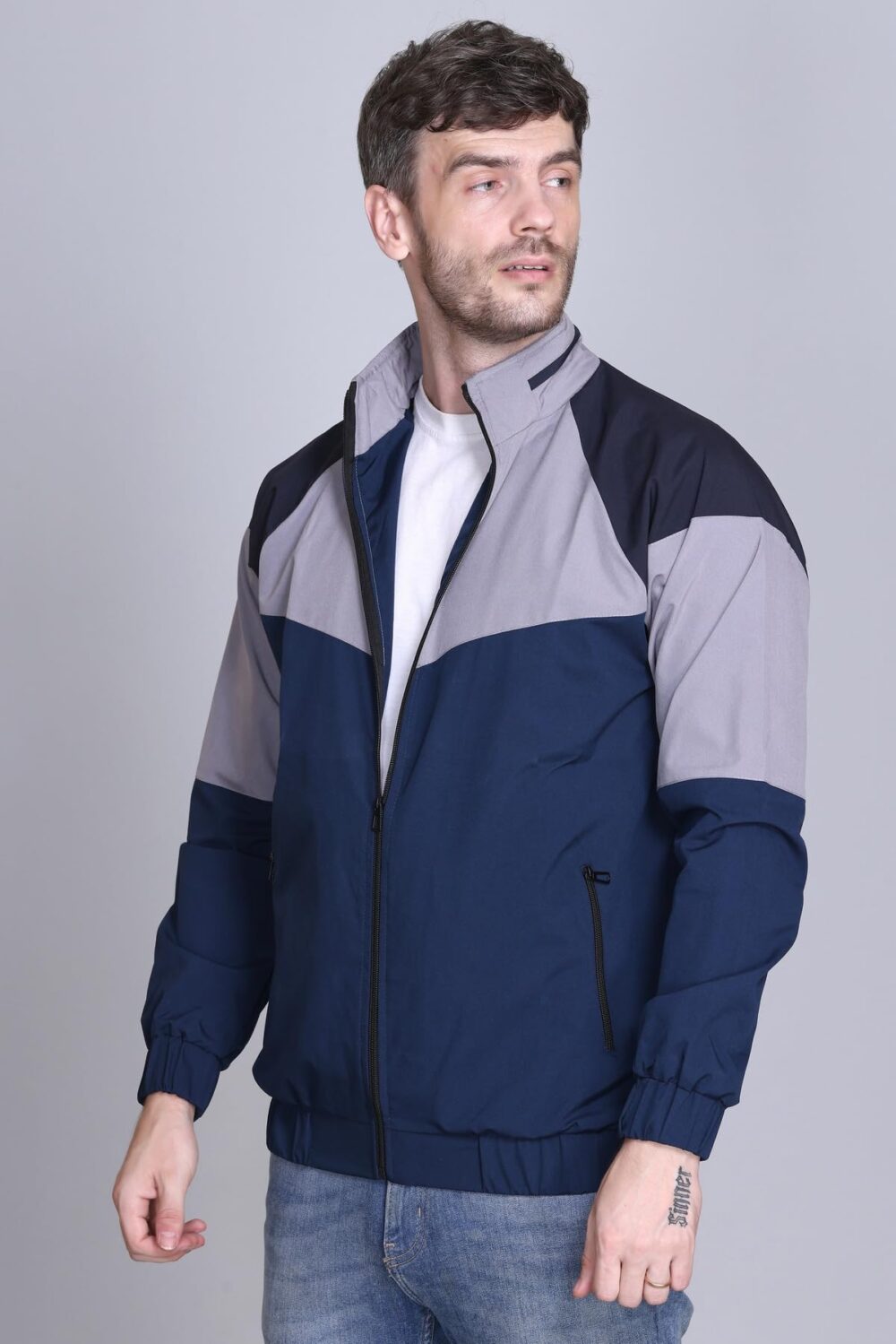 eWools Men's Nylon Windcheater Jacket For Winter Wear (wind1-Air-Force, Large) - Image 4