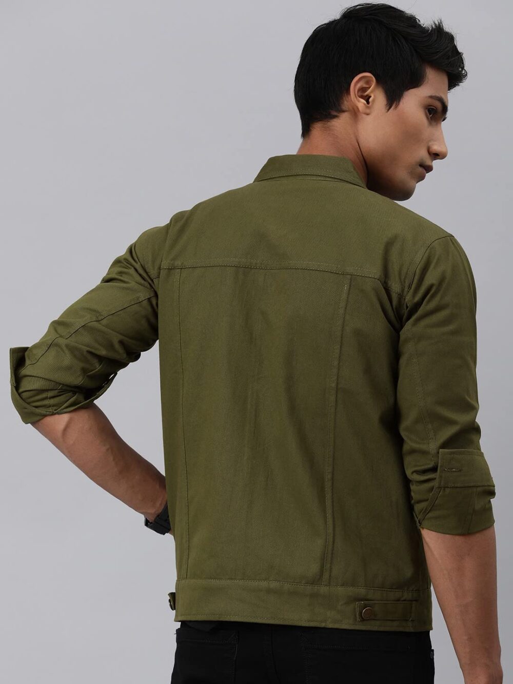 VOXATI Men's Denim Jacket kjt210new-m_Olive_M - Image 6
