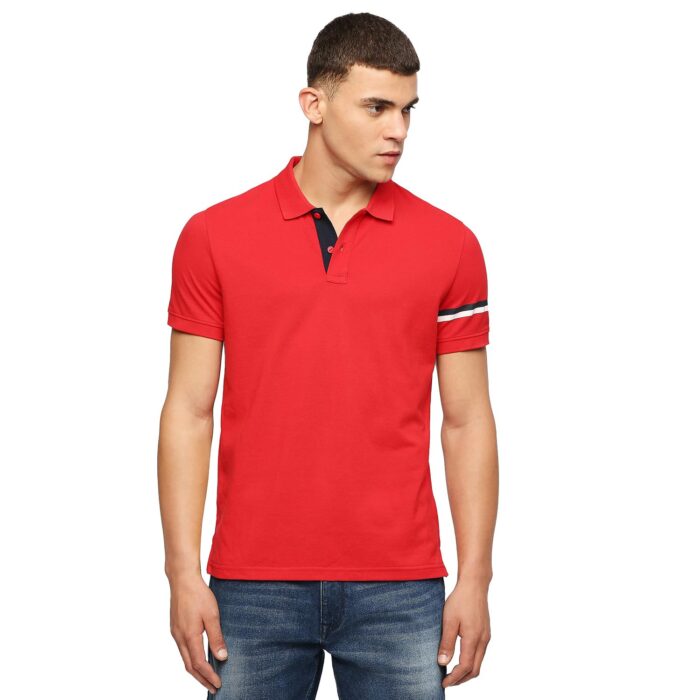 Pepe Jeans Men's Solid Regular Fit T-Shirt (PM542133_Classic Red