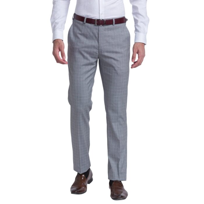 Raymond Men's Flat Front Contemporary Fit Dark Grey Formal Trouser