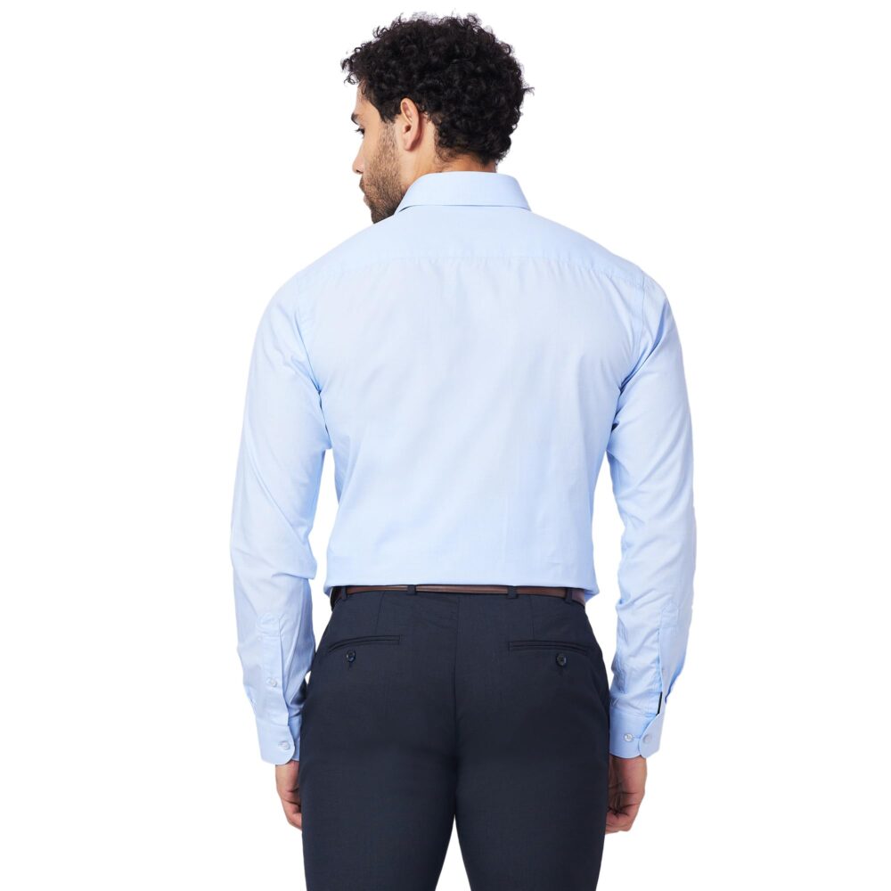 Raymond Men's Slim Fit Pure Cotton Structure Pattern Semi Cutaway Collar Full Sleeve Formal Shirt (Size: 39)-RMSX12860-B2 Light Blue - Image 5