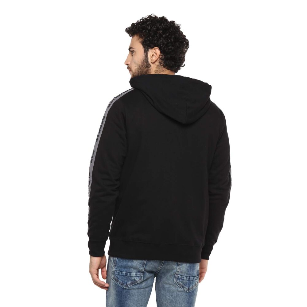 Alan Jones Clothing Men's Taped Cotton Hooded Regular Sweatshirt (Black_Medium) - Image 4