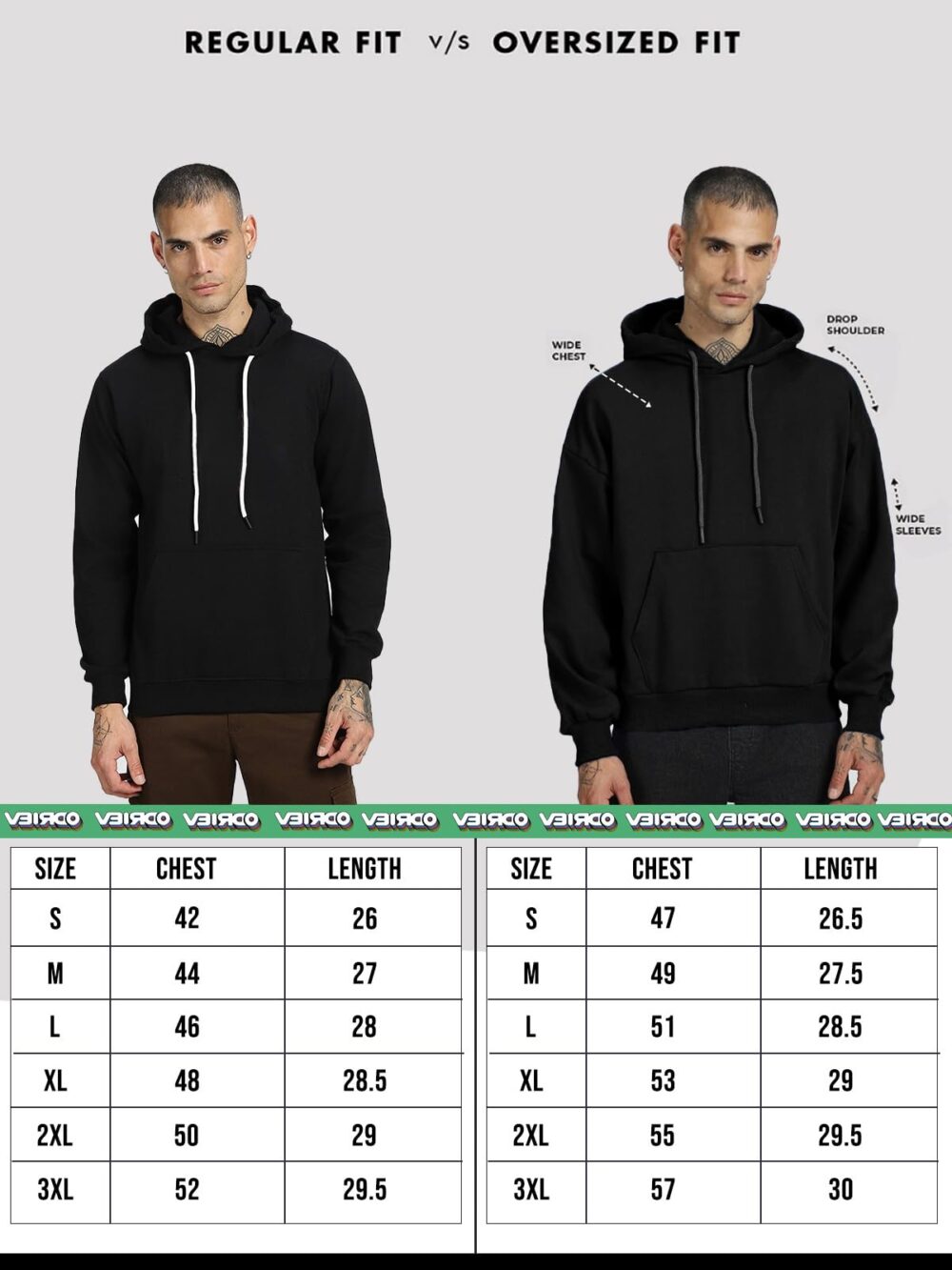 Veirdo® Cotton Polly Fleece Oversized Fit Off White Graphic Hoodie for Men (VH0423MMPT67_XXL) - Image 8