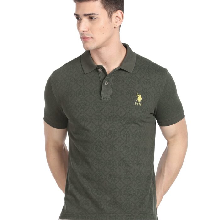 U.S. POLO ASSN. Mens Cotton Half Sleeve Slim Fit Polo T-Shirts (Udtshs0381_Olive_XL)