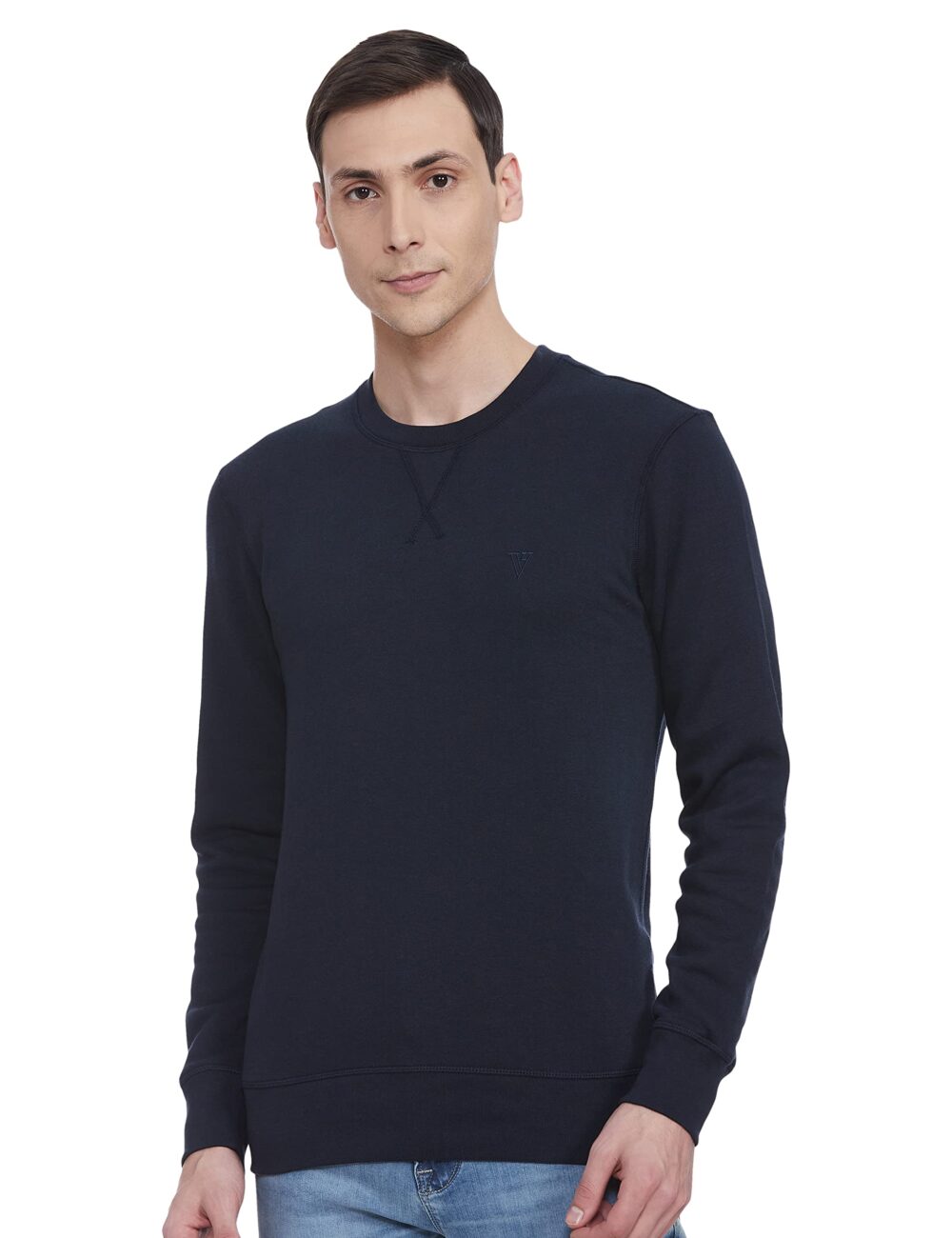 Van Heusen Athleisure Men Sweatshirt - Cotton Rich - Ultra Soft, Crew Neck, Long Sleeve_60076_Navy_XXL