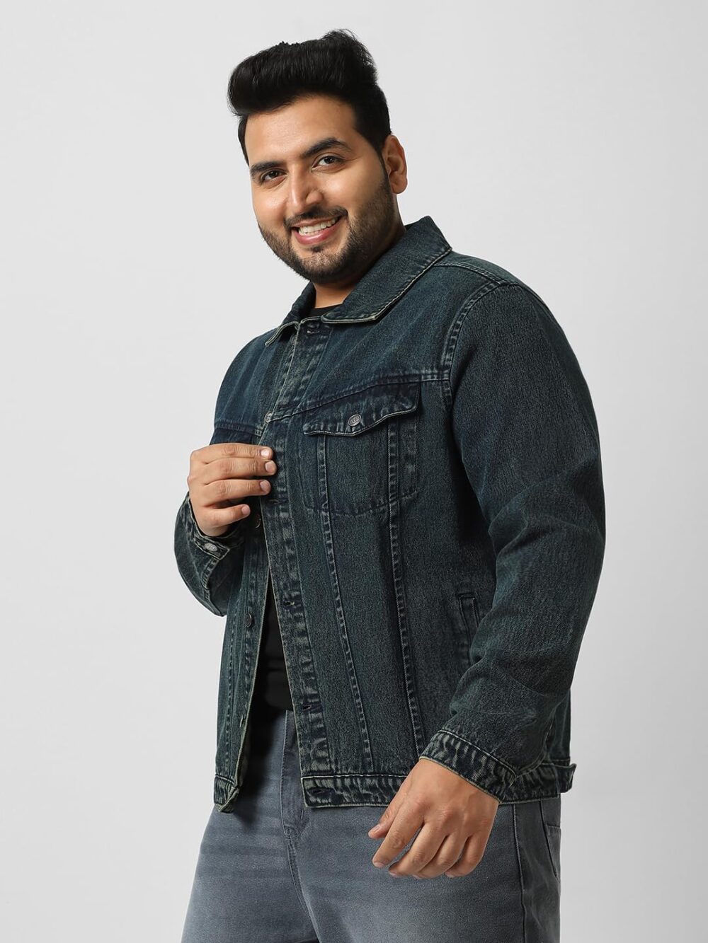 Urbano Plus Men's Dark Blue Regular Fit Washed Full Sleeve Denim Jacket (plusjaktp-denimvint-dblue-4xl) - Image 5