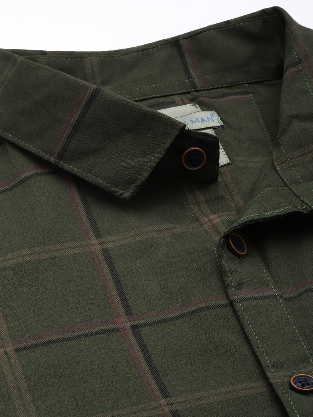 Majestic Man Men's Comfort Slim Fit Checked Pure Cotton Half Sleeve Casual Shirt (Dark Green, X-Large) - Image 3
