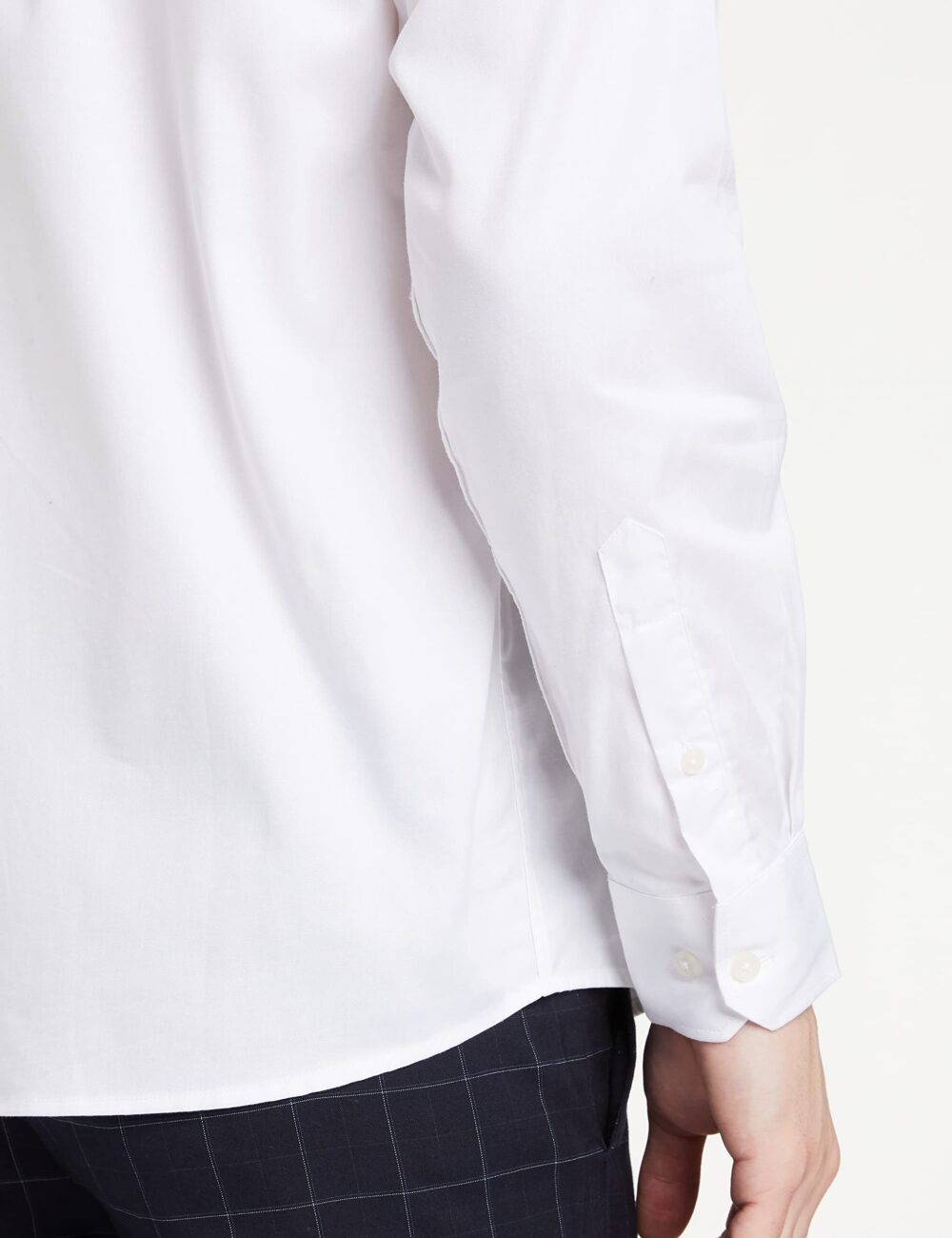 Amazon Brand - Symbol Men's Solid Cotton Formal Shirt | Plain | Full Sleeve - Regular Fit (Available in Plus Size, White_38) - Image 4
