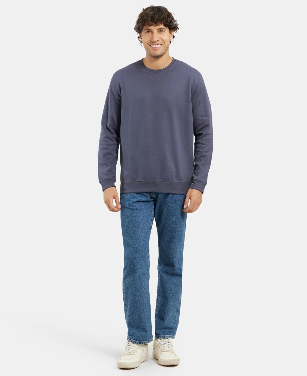 Jockey AM48 Men's Super Combed Cotton Rich Pique Sweatshirt with Ribbed Cuffs_Odyssey Grey_L - Image 4
