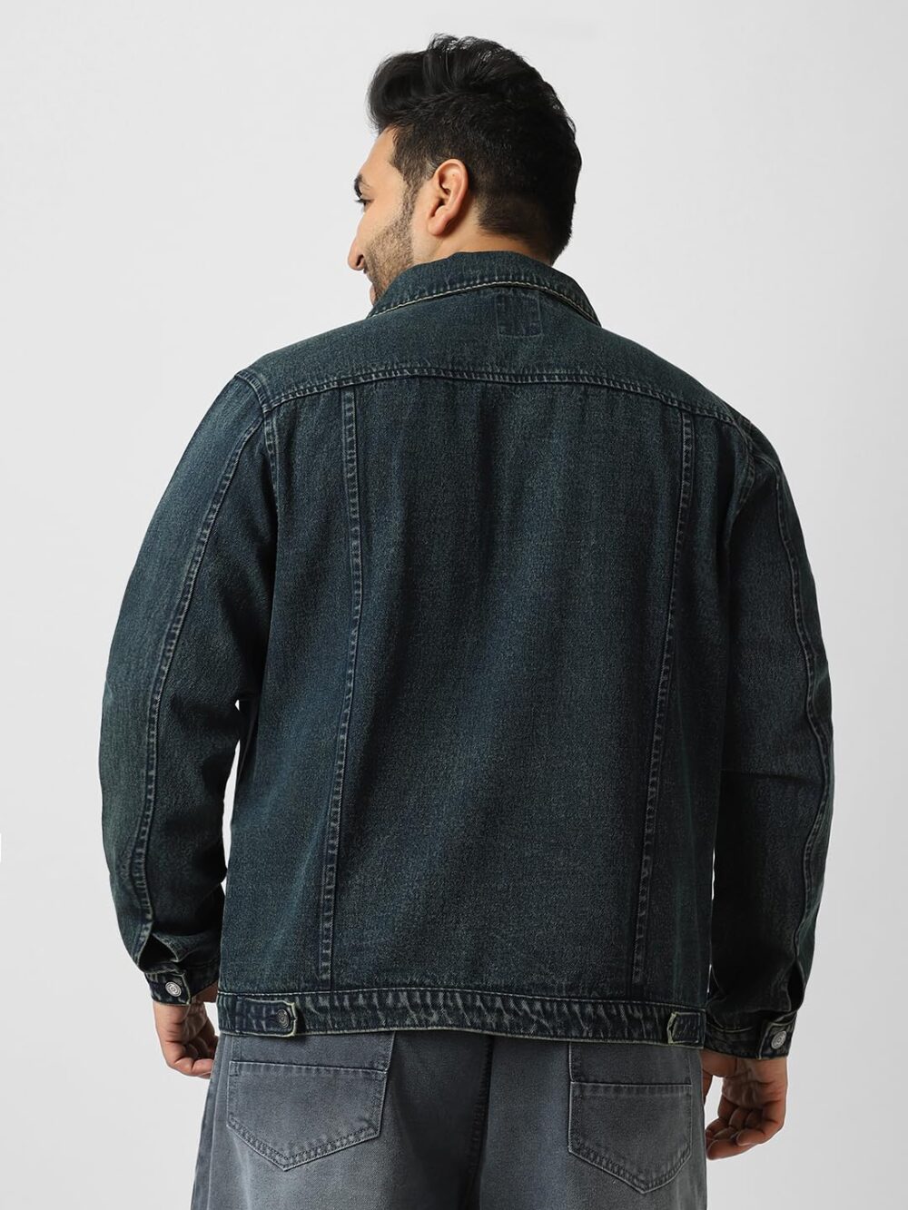 Urbano Plus Men's Dark Blue Regular Fit Washed Full Sleeve Denim Jacket (plusjaktp-denimvint-dblue-4xl) - Image 4