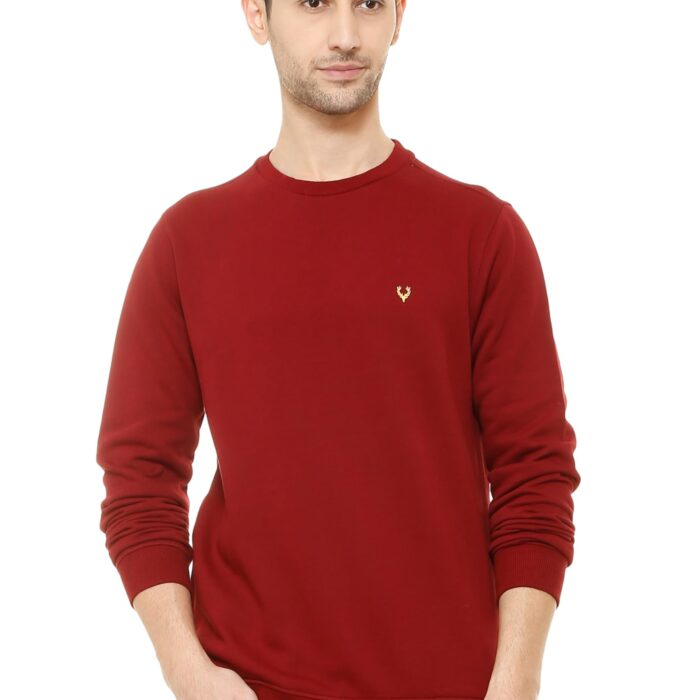 Allen Solly Men's Cotton Round Neck Sweat shirt (ASSTORGPM88973L_Maroon 19-1726 TCX_Red, Maroon_L)