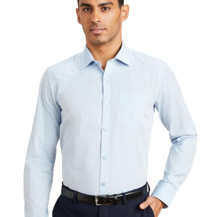 Amazon Brand - Symbol Men's Cotton Rich Formal Shirt | Plain | Full Sleeve - Regular Fit (Available in Plus Size) (L.Blue_42)