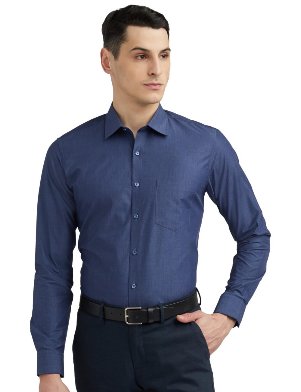 Van Heusen Men's Cotton Solid Slim Fit Formal Shirt (Vhsfrslbj74217_Navy 42)