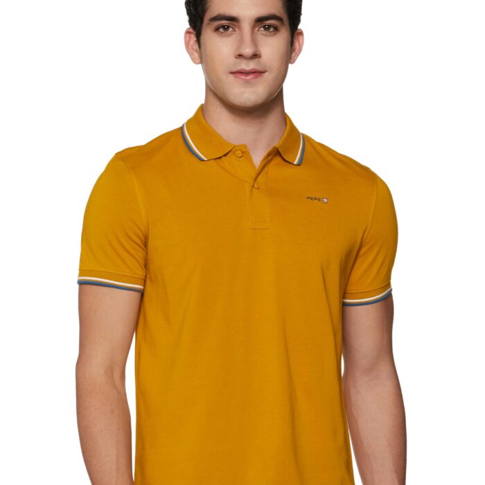 Pepe Jeans Men's Regular Fit T-Shirt (PM542088_Mustard Brown