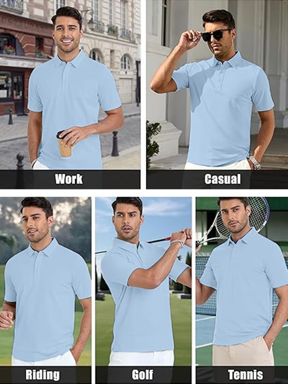 Nobero Men's Cotton Solid Regular Fit Polo Shirt (1M-Twpo-R0002-Bl_Powder Blue, Medium - Image 2