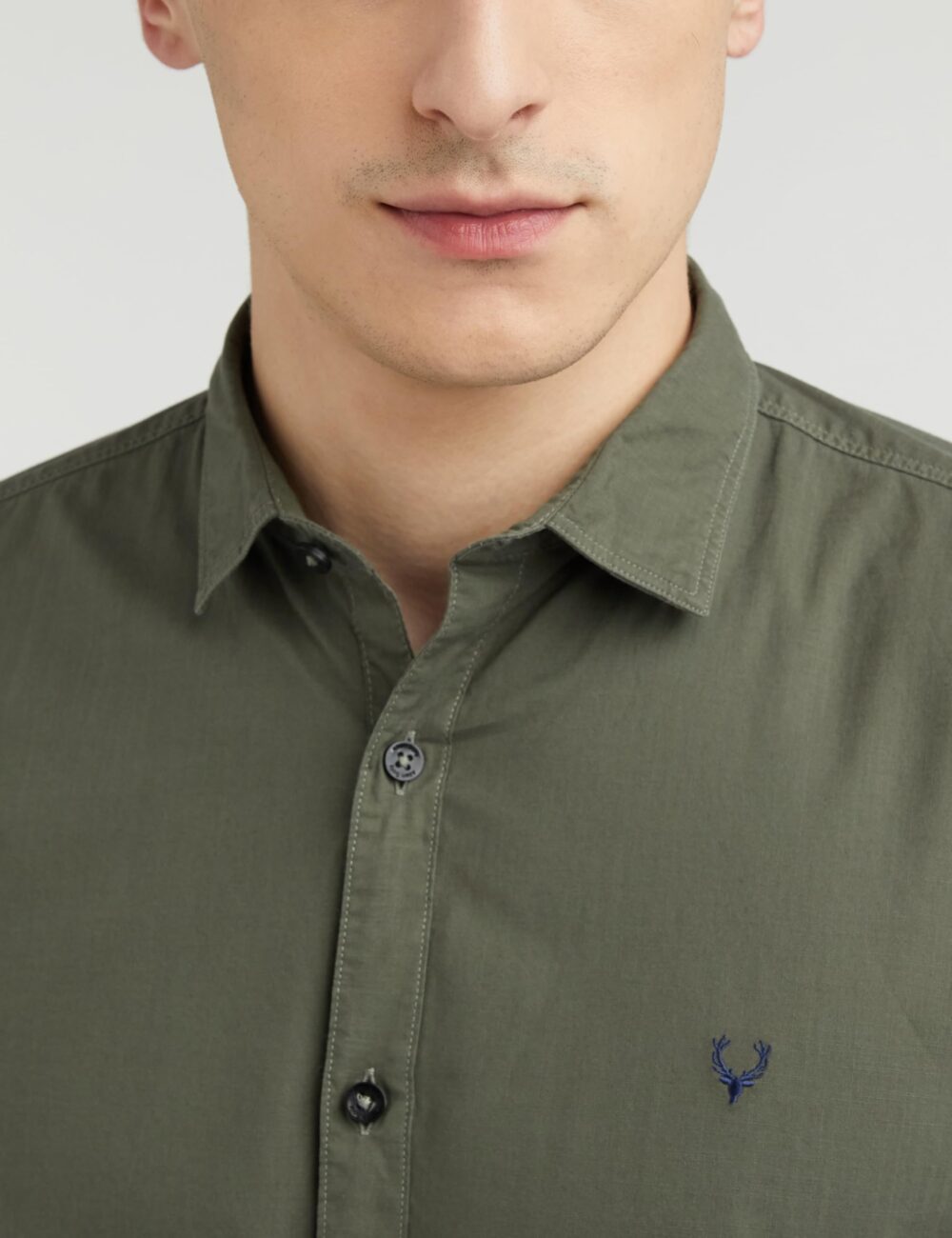 Allen Solly Men's Cotton Solid Slim Fit Shirt (ASSFWMOFG80292_Olive 40) - Image 4
