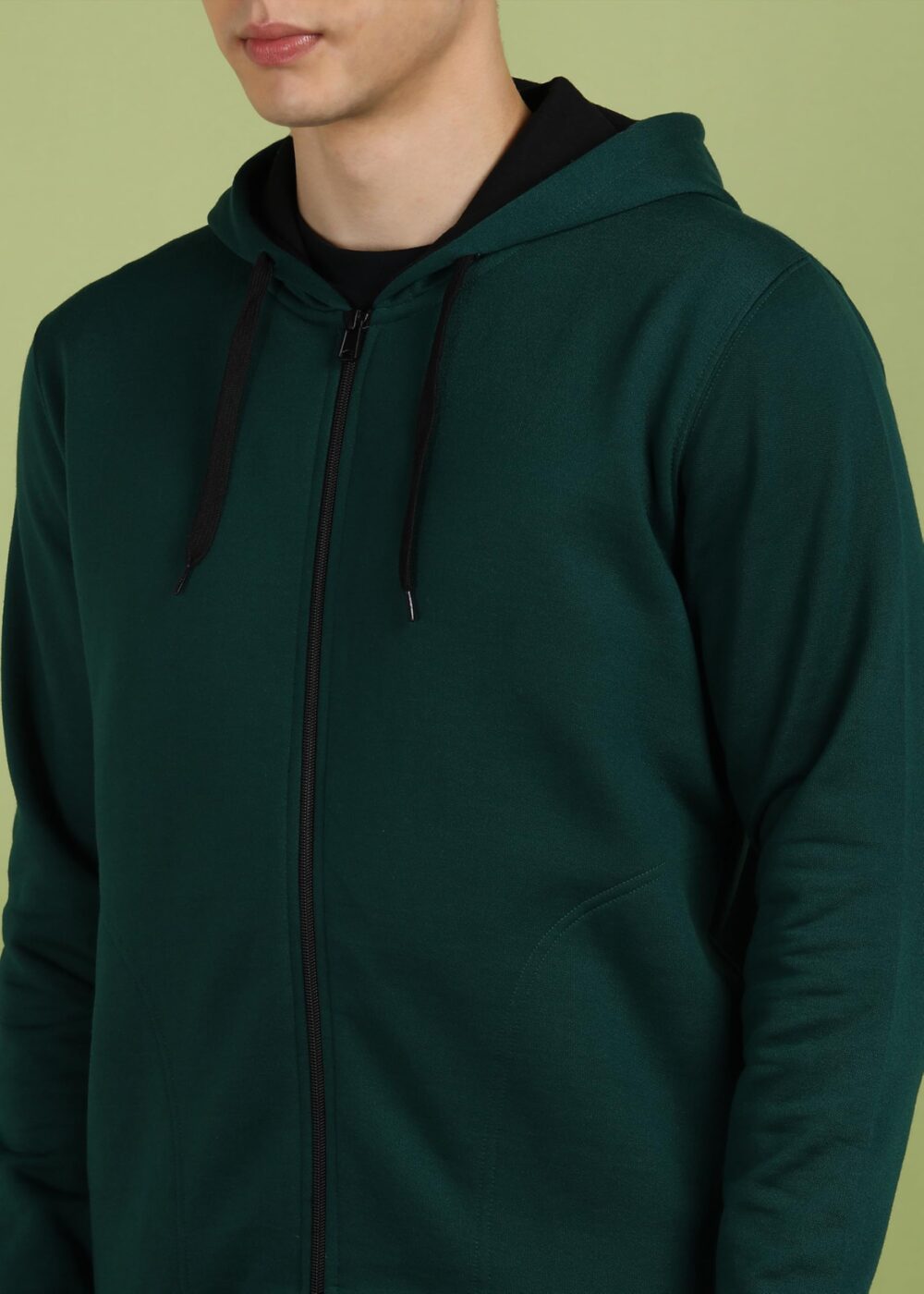 Alan Jones Clothing Men’s Solid Zipper Hooded Sweatshirt | Ribbed Hem, Lined Hood, Side Pockets, Durable Zip | Sizes S to 5XL | Multiple Colors Green - Image 4